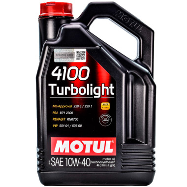 Моторное масло MOTUL 4100 TURBOLIGHT 10W-40 4 литра.