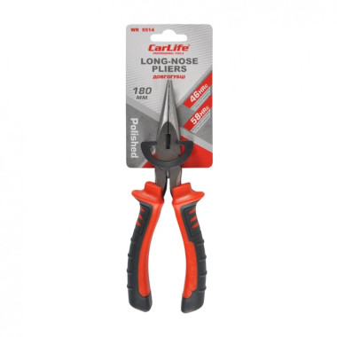 Длинногубцы Carlife 180 мм двухкомпонентная ручка 46-58 HRC WR5514