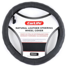 Чехол руля кожаный CarLife XL (41-43 см) черный SW225XL