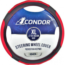 Чехол руля Condor XL (41-43 см.) черный с красным перфорация K6424
