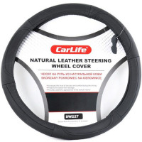 Чехол руля кожаный CarLife L (39-41 см) черный SW227L