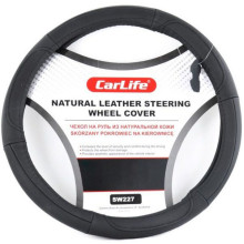 Чехол руля кожаный CarLife L (39-41 см) черный SW227L