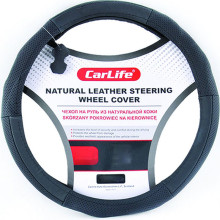 Чехол руля кожаный CarLife XL (41-43 см) черный SW231XL
