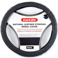 Чехол руля кожаный CarLife L (39-41 см) черный SW229L