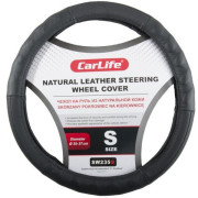 Чехол руля кожаный CarLife S (35-37 см.) черный SW235S