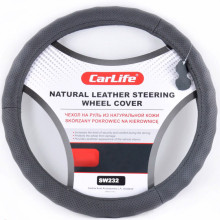 Чехол руля кожаный CarLife XL (41-43 см) черный SW232XL