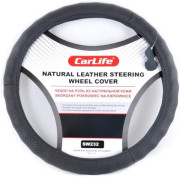 Чехол руля кожаный CarLife L (39-41 см) черный SW232L