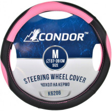 Чехол руля Condor M (37-39 см.) черный с розовым K6206