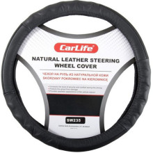 Чехол руля кожаный CarLife L (39-41 см) черный SW235L